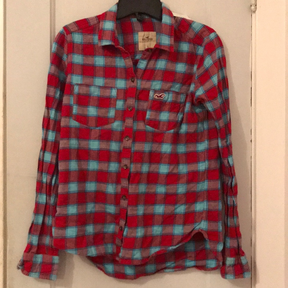 Hollister Flannel-Red/blue flannel-women’s small